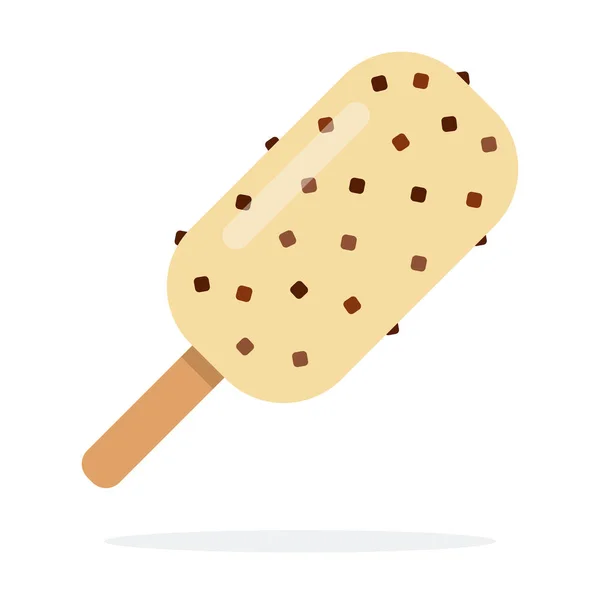 Ice cream with chocolate chips flat isolated — 스톡 벡터