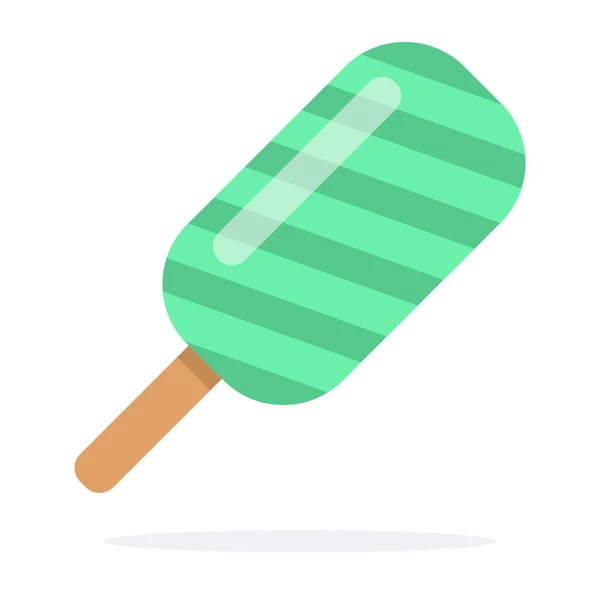 Green ice cream on a stick with a strip flat isolated — 스톡 벡터