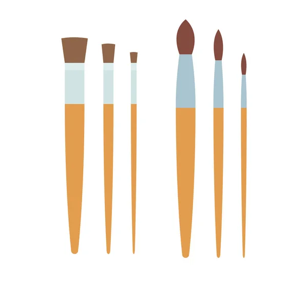 Set of brushes for drawing vector flat isolated — Stock Vector