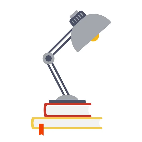 Supports de lampe de table sur les livres vecteur plat isolé — Image vectorielle