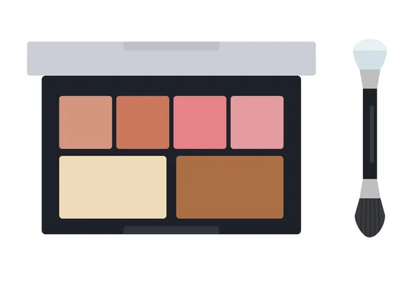 Maquiagem caso com sombras e blush vetor ícone plana ilustração isolada — Vetor de Stock