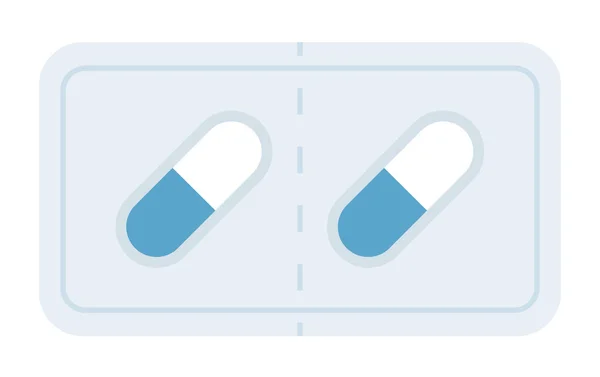 Cápsulas de drogas empaquetadas en un icono de vector de cubierta de gelatina plana aislada — Archivo Imágenes Vectoriales