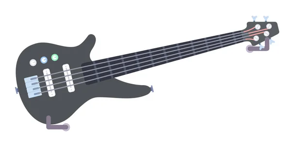 Schwarze Bassgitarre Vektor Symbol flach isoliert Abbildung — Stockvektor