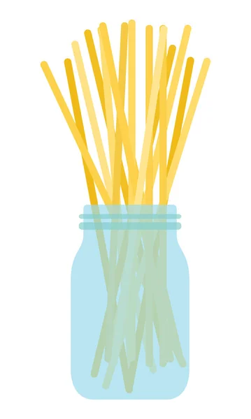 Spaghetti in un vaso di vetro vettore piatto isolato — Vettoriale Stock