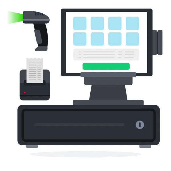 POS system flat icon vector isolated — Stock Vector