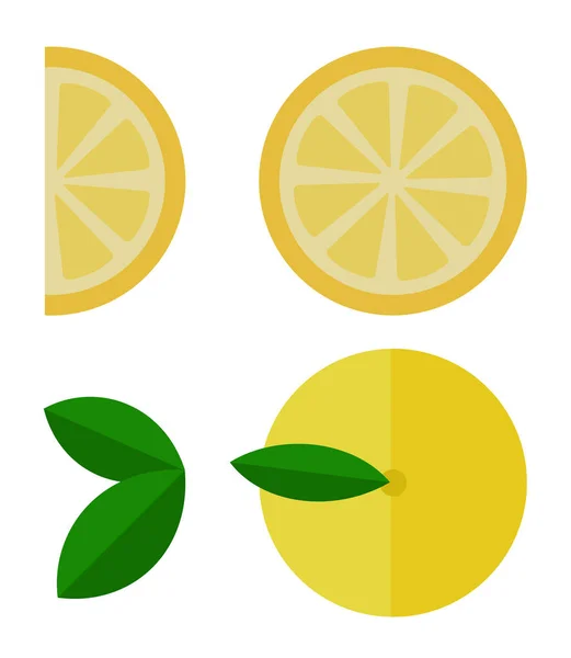 Limon ve parçaları izole edilmiş vektör — Stok Vektör