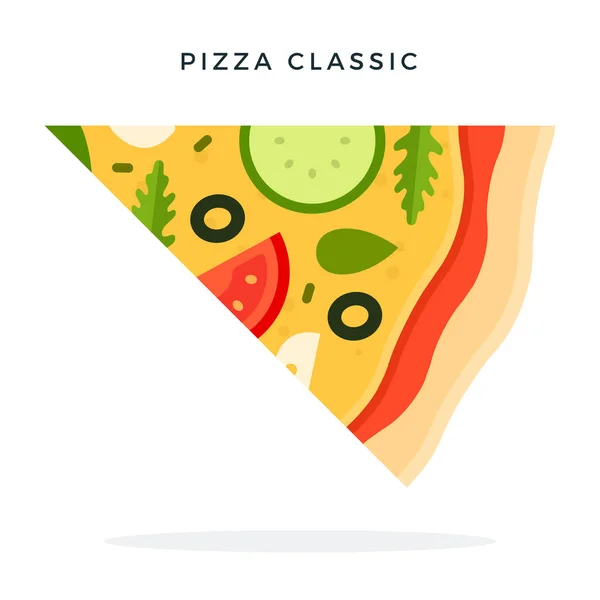 Кусок классической векторной пиццы изолирован — стоковый вектор