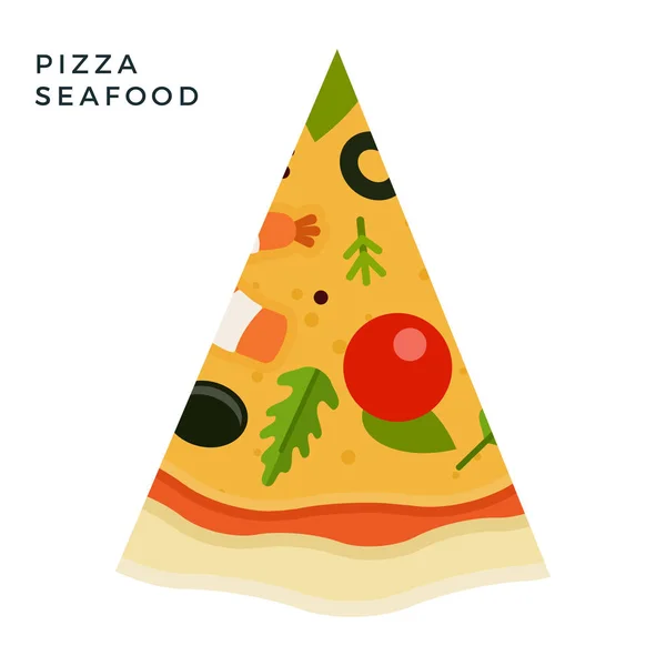 Seafood Pizza flat icon vector isolated — Stock Vector