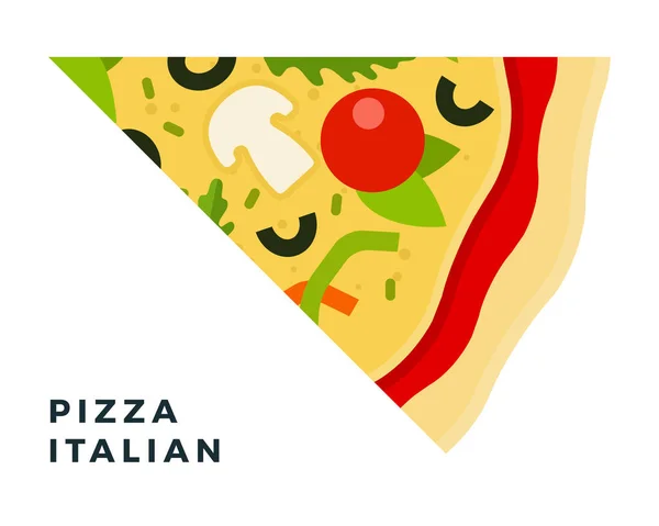 Trojúhelníkový italský pizza kus ploché ikony vektor izolovaný — Stockový vektor
