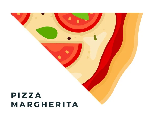 Triangular Margherita Pizza piece flat icon vector isolated — Stock Vector