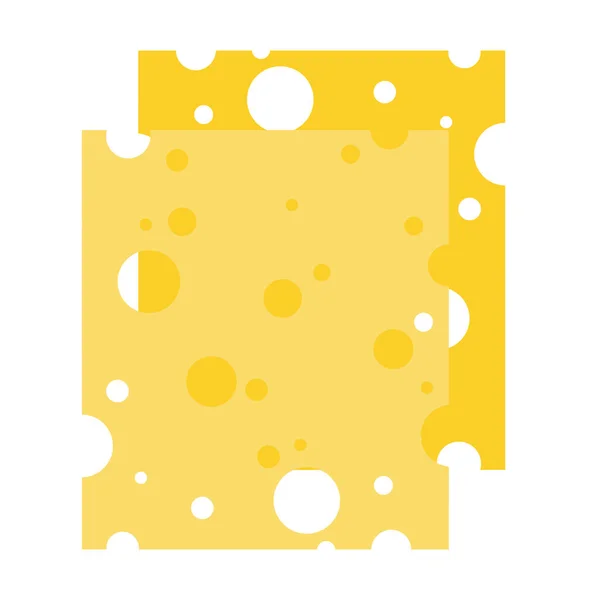 Two square pieces of cheese with holes vector flat isolated — Stock Vector