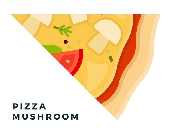 Triangular Mushroom Pizza piece flat icon vector isolated — Stock Vector
