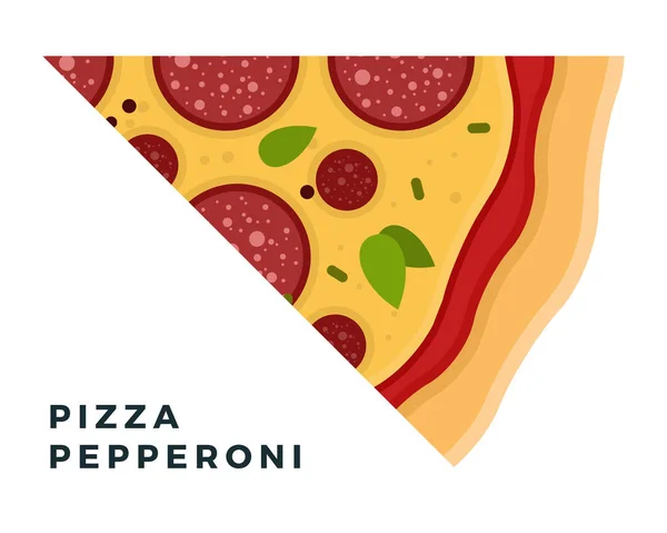 Triangular Pepperoni Pizza piece flat icon vector isolated — Stock Vector