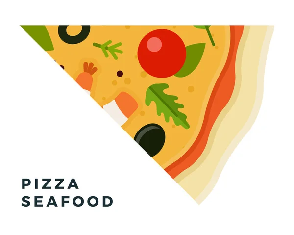 Triangular Seafood Pizza piece flat icon vector isolated — Stock Vector