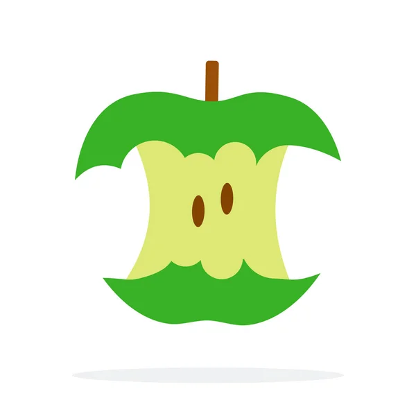 Stumpf eines grünen Apfels mit Stiel flach isoliert — Stockvektor