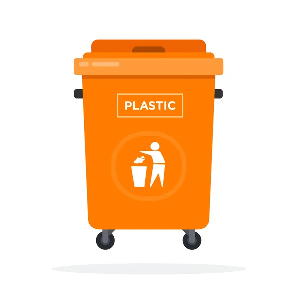 Large black trash can on wheels flat isolated Vector Image