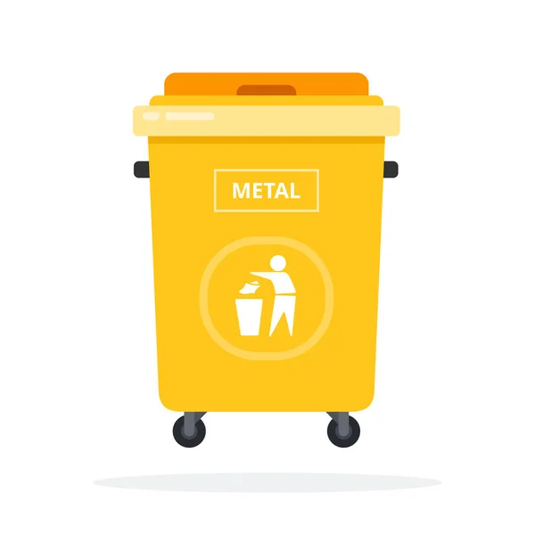 Trash can on wheels for metal sorting flat isolated — ストックベクタ