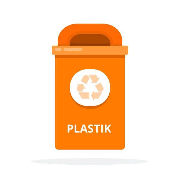 Depósito de basura urbana para residuos plásticos aislado plano — Vector de stock