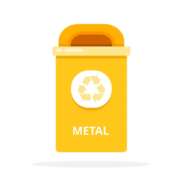 Cubo de basura urbano para residuos metálicos aislado plano — Vector de stock