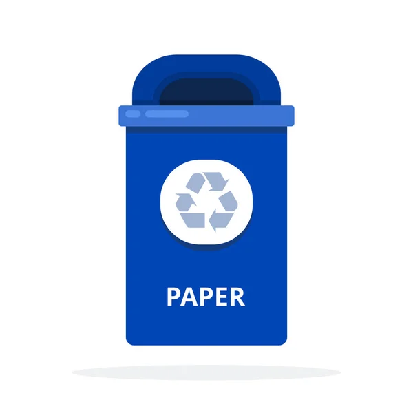 Cubo de basura urbano para residuos de papel aislado plano — Vector de stock