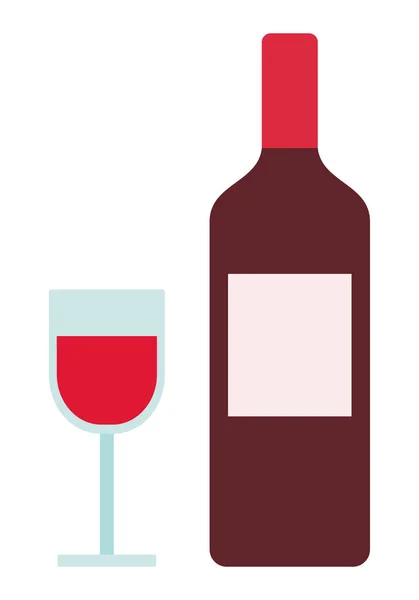 Бутылка и стакан красного вина векторный значок плоский изолирован — стоковый вектор