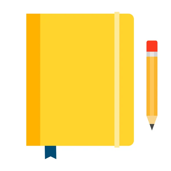 Жовтий щоденник на гумці Векторний значок плоский ізольований — стоковий вектор