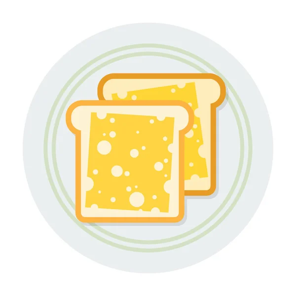 Sandwichs au fromage sur une plaque vectorielle icône plat isolé — Image vectorielle