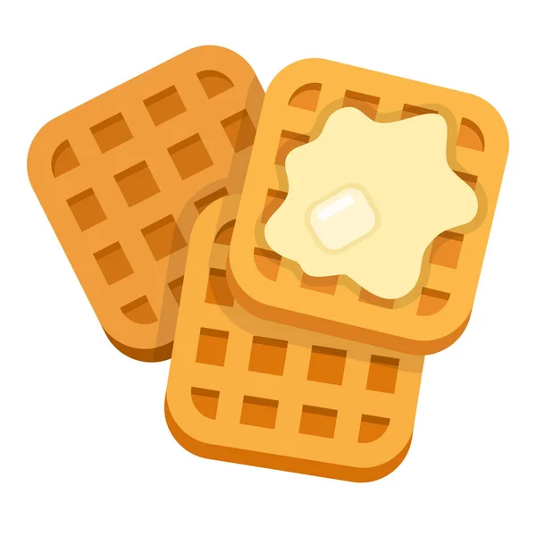 Three waffles with butter vector icon flat isolated — Stock Vector