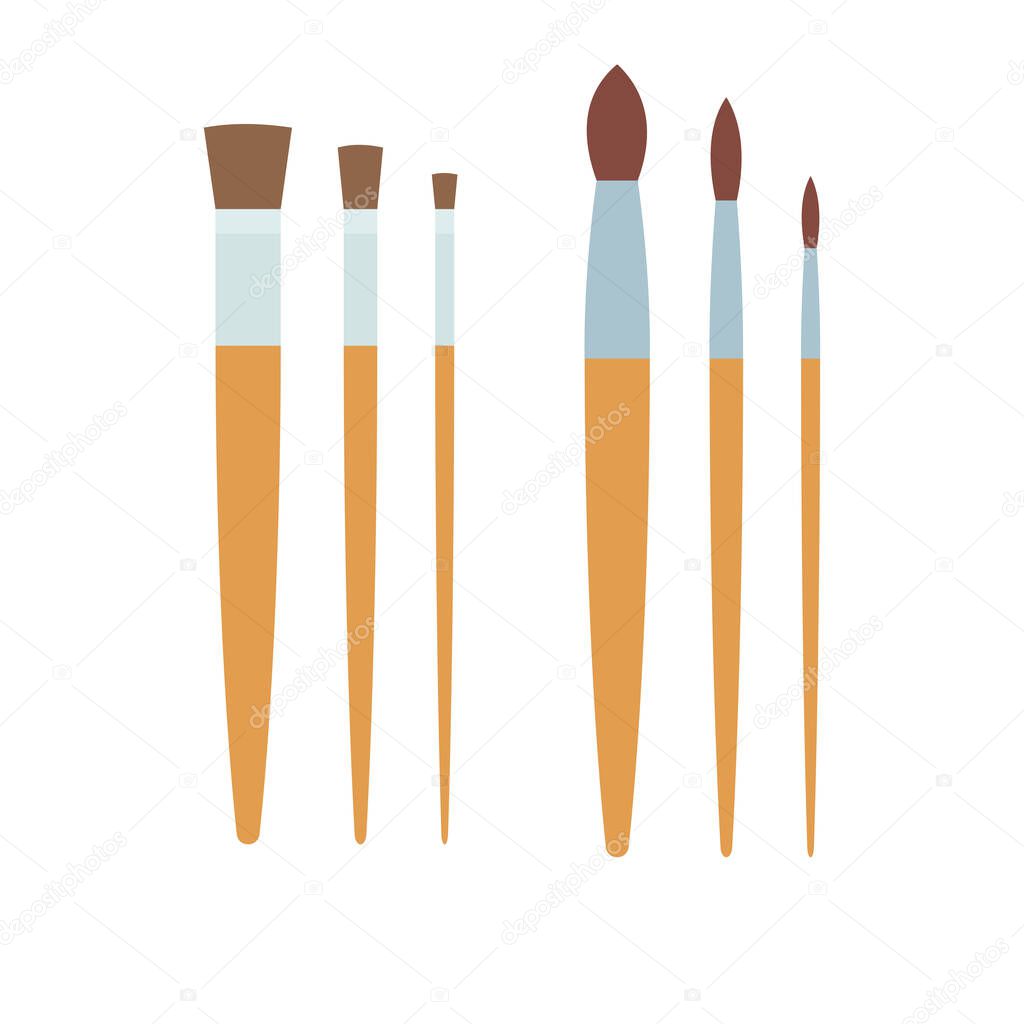 Set of brushes for drawing vector flat isolated