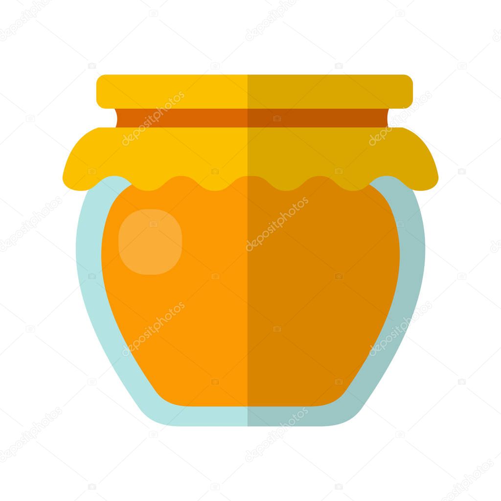 Apricot jam in a glass jar vector flat isolated