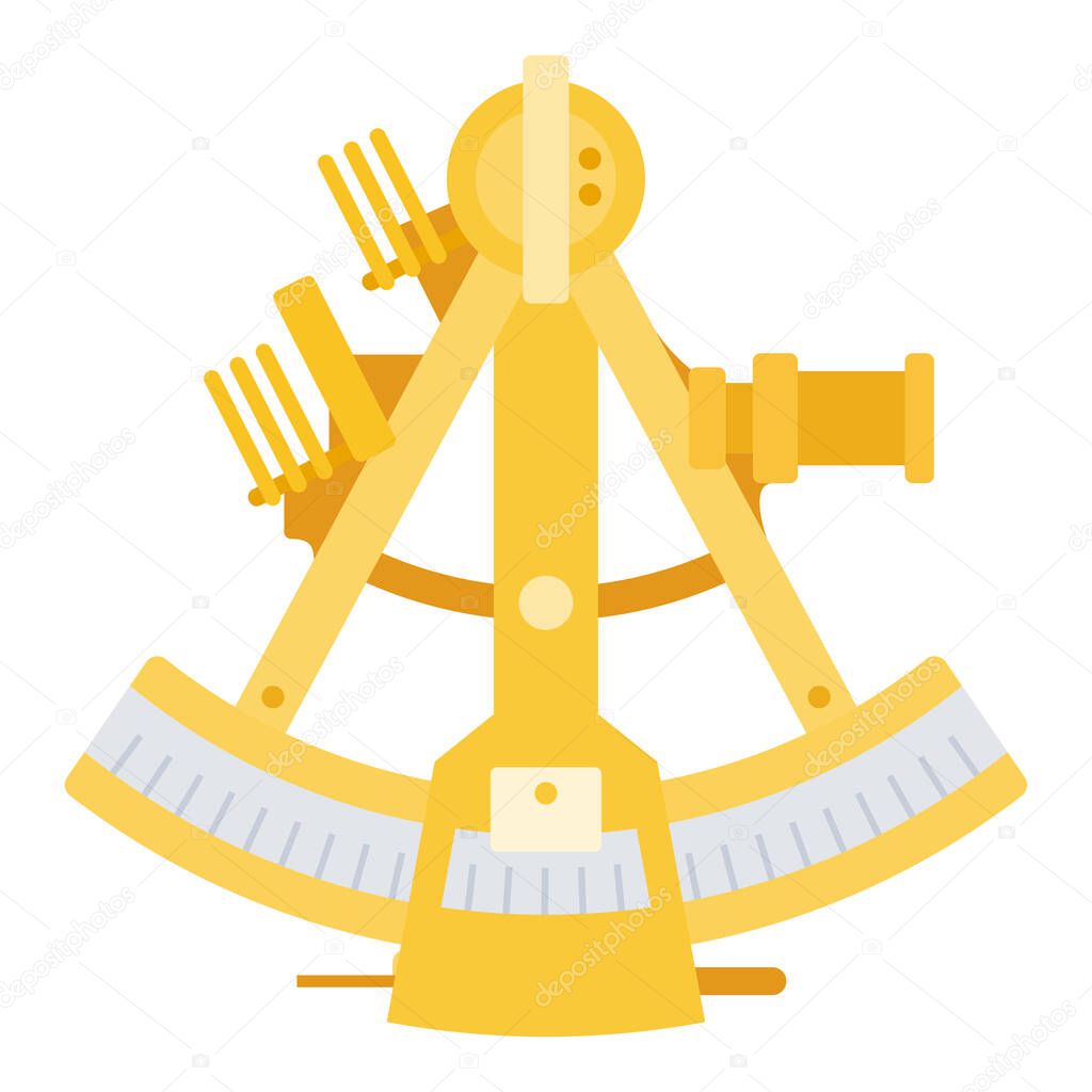 Sea sextant vector icon flat isolated