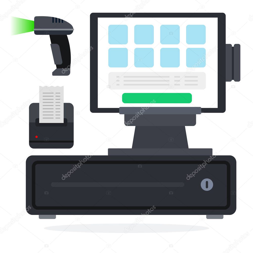 POS system flat icon vector isolated