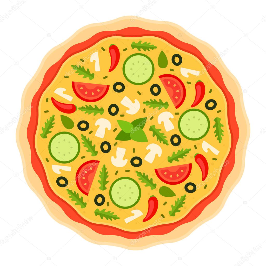 Round classic pizza vector flat isolated