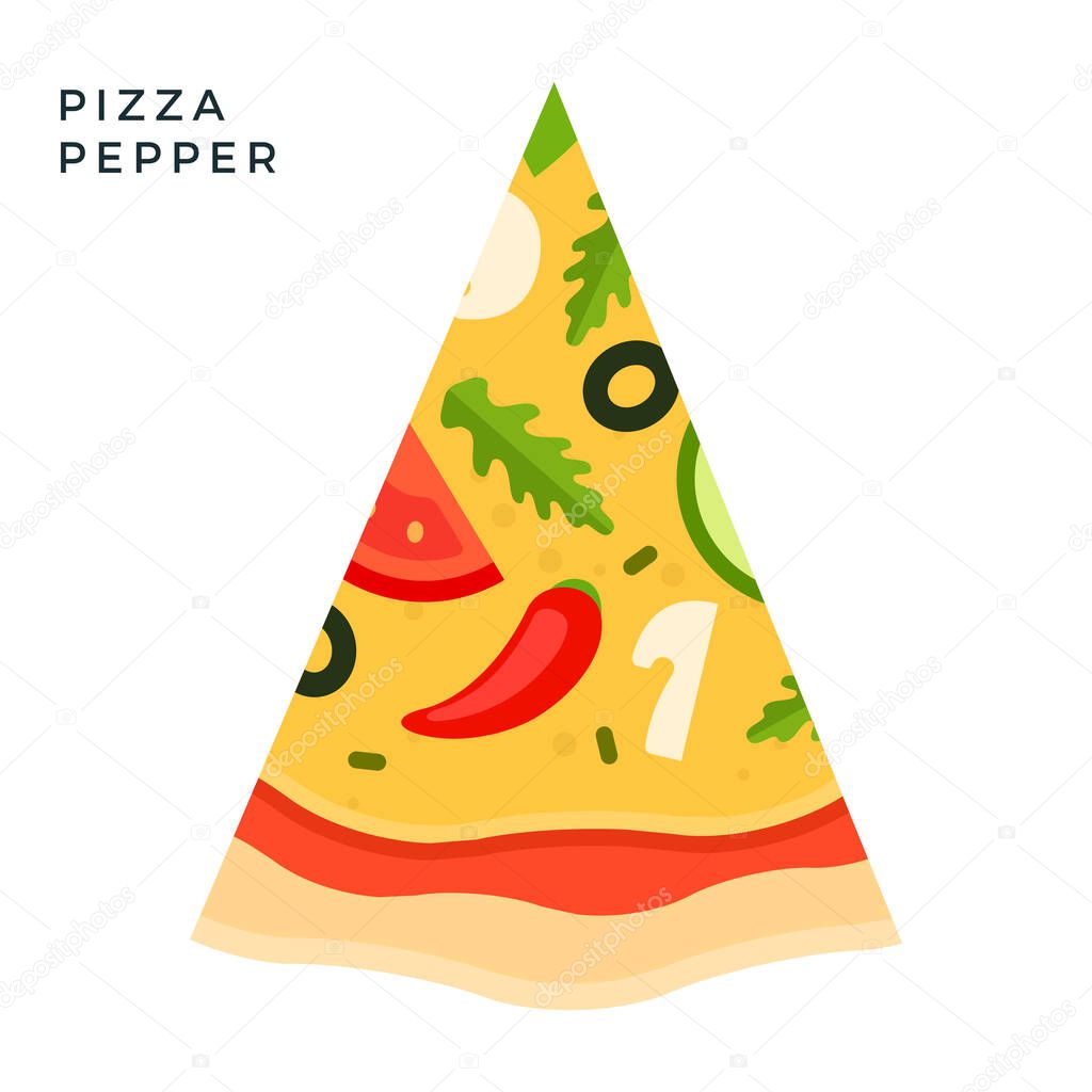Pepper Pizza flat icon vector isolated