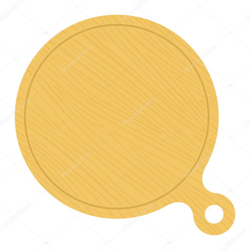 Round wooden pizza board vector flat isolated