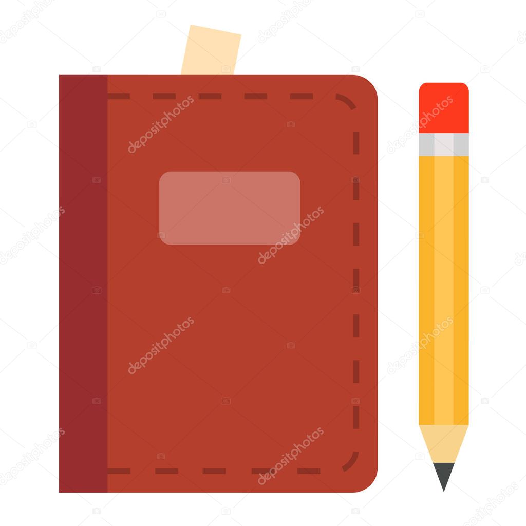 Day book in leather cover vector icon flat isolated