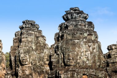 Antik taş yüzleri Bayon Tapınağı, dünya mirası Angkor, Kamboçya
