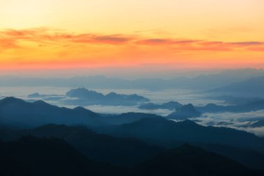 Manzara fotoğraf, mavi dağ siluet gündoğumu 