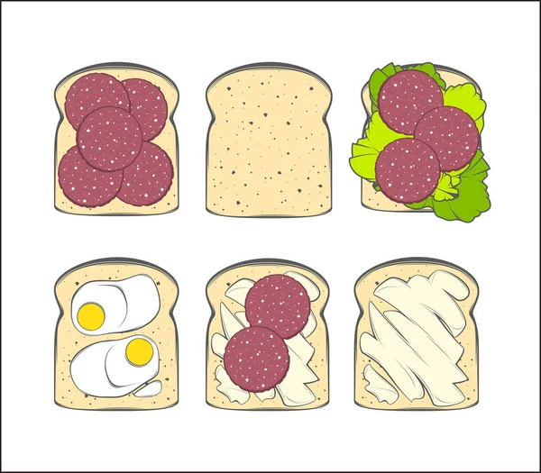 Toasts, ensemble de couleurs . — Image vectorielle