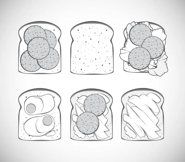 Toasts, ensemble couleur unique . — Image vectorielle