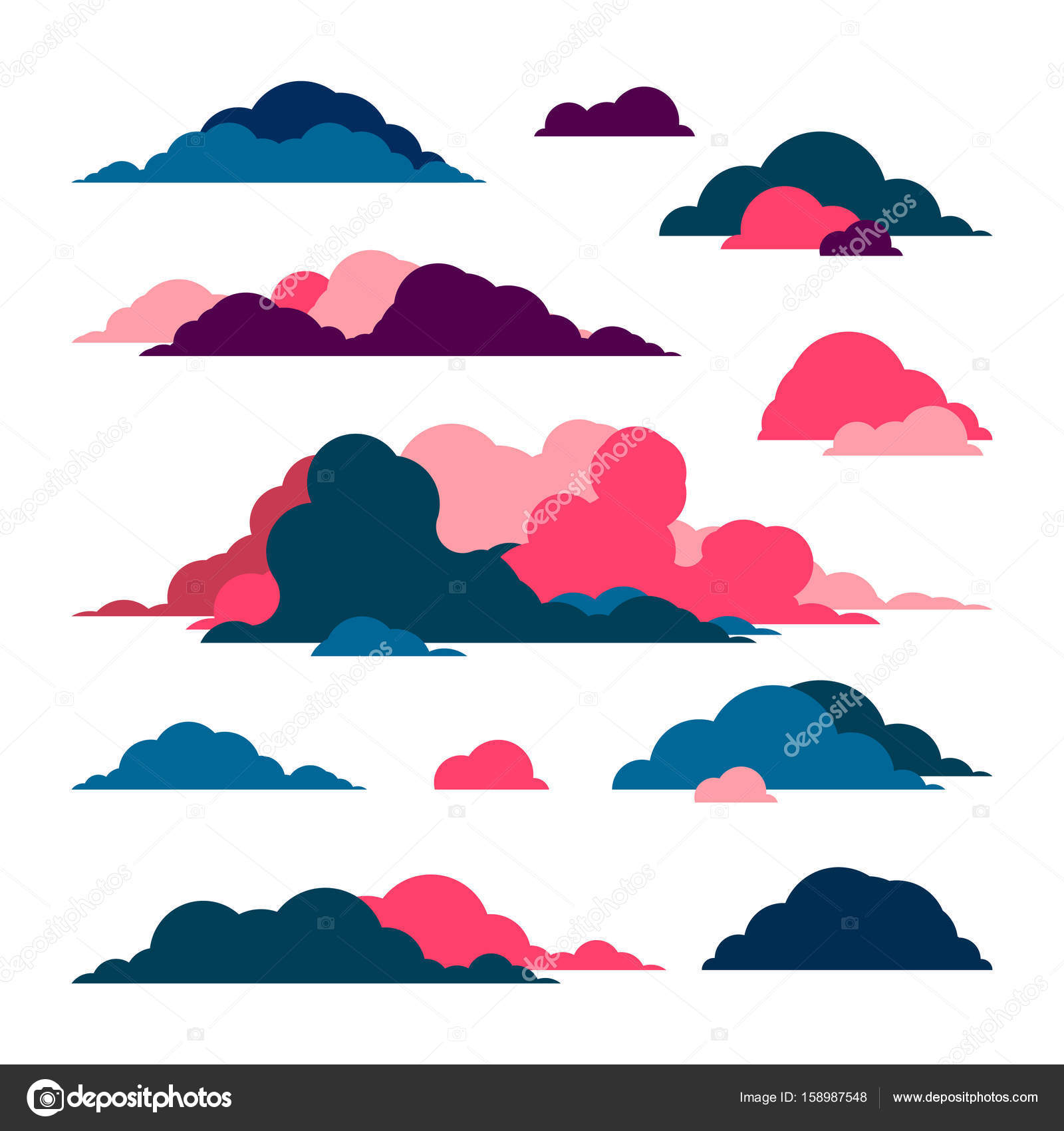 Multicolored, red and blue clouds. Stock Vector by ©MihTuViho 158987548