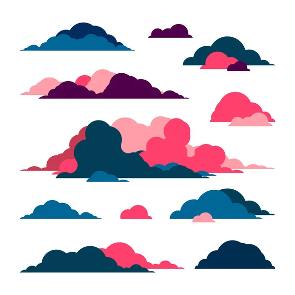 Nubes multicolores, rojas y azules . — Vector de stock