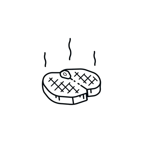 Izgara dana biftek vektör satırı simgesi — Stok Vektör