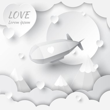 Beyaz bir zeplin ile kağıt sanat