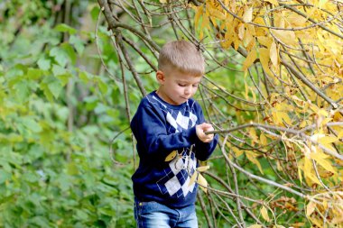 küçük çocuk gülümseyen güzel sarışın bir fincan doğada tutar 