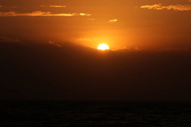 kış, bulutlu gökyüzü, bulutlar deniz güneş ray günbatımı