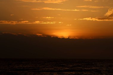 kış, bulutlu gökyüzü, bulutlar deniz güneş ray günbatımı