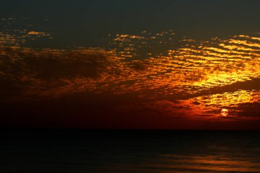 kış, bulutlu gökyüzü, bulutlar deniz güneş ray günbatımı