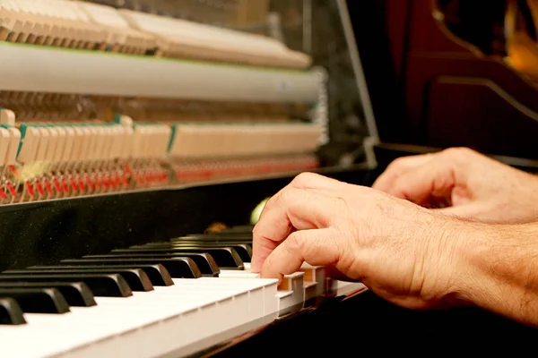 Close up piano, white and black keyboard