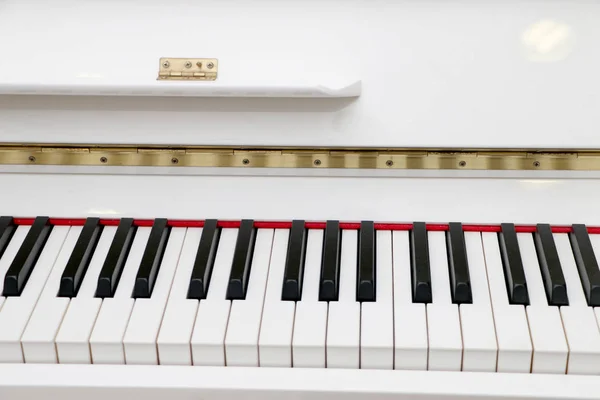 Piano gros plan, clavier blanc et noir — Photo